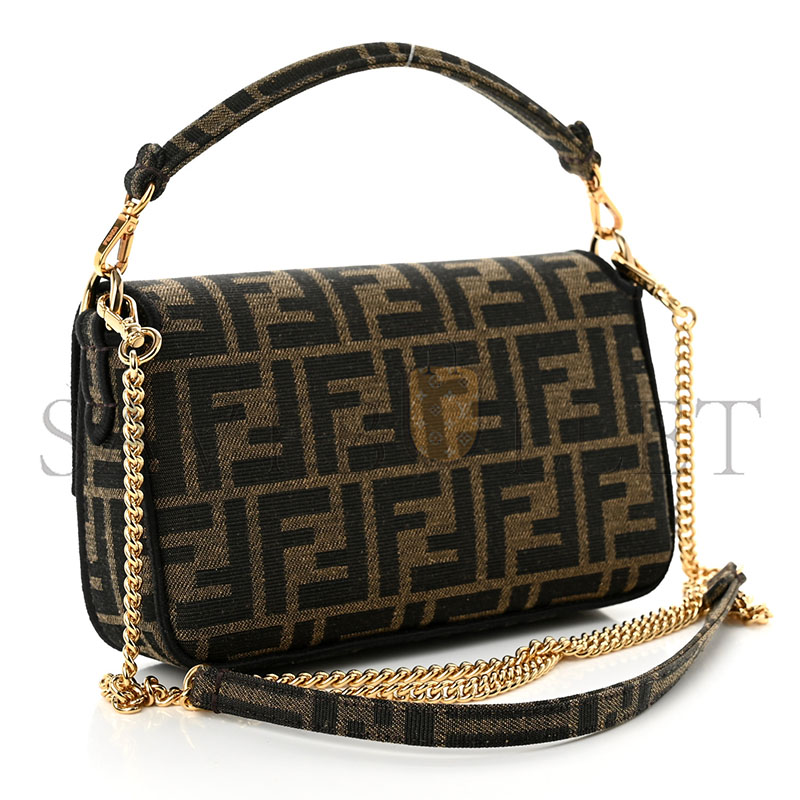 F**di fabric jacquard ff 1974 mini baguette tobacco moro black (18*11*7cm)